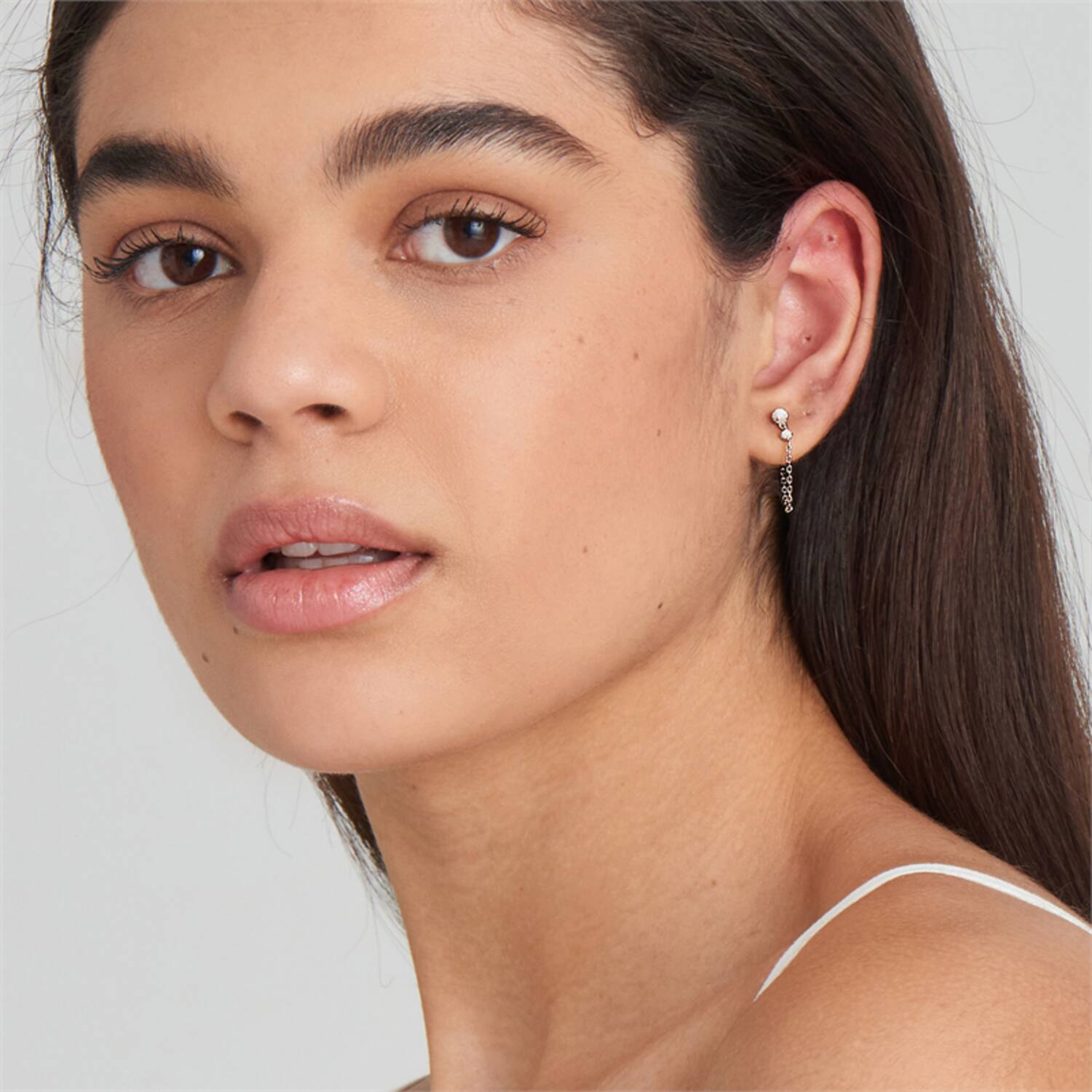  Rising Star - Ear studs - Silver / Rhodium plated - Opal - 5cm